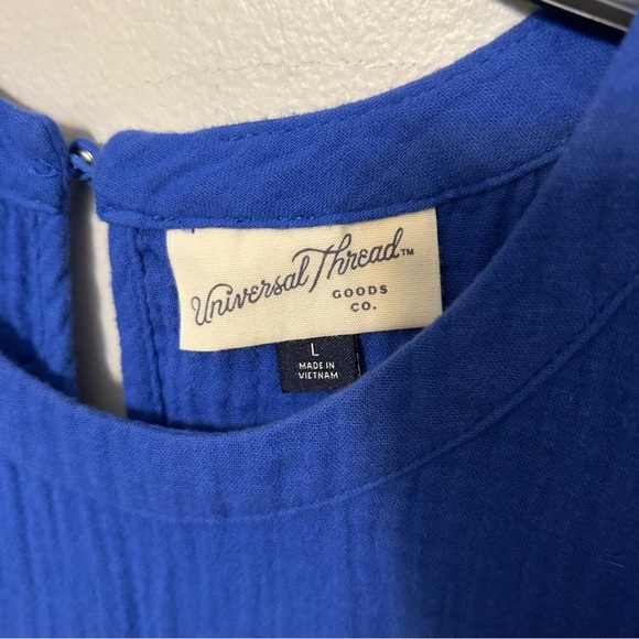 Universal Thread Tiered Cottage Core Sleeveless Gauze  Maxi Dress Blue Cotton L - Picture 7 of 10